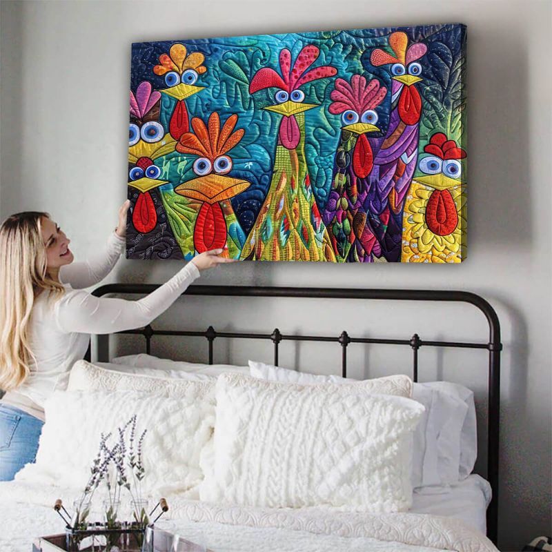 Whimsical Chickens - D385 - Gallery Wrapped Canvas Prints