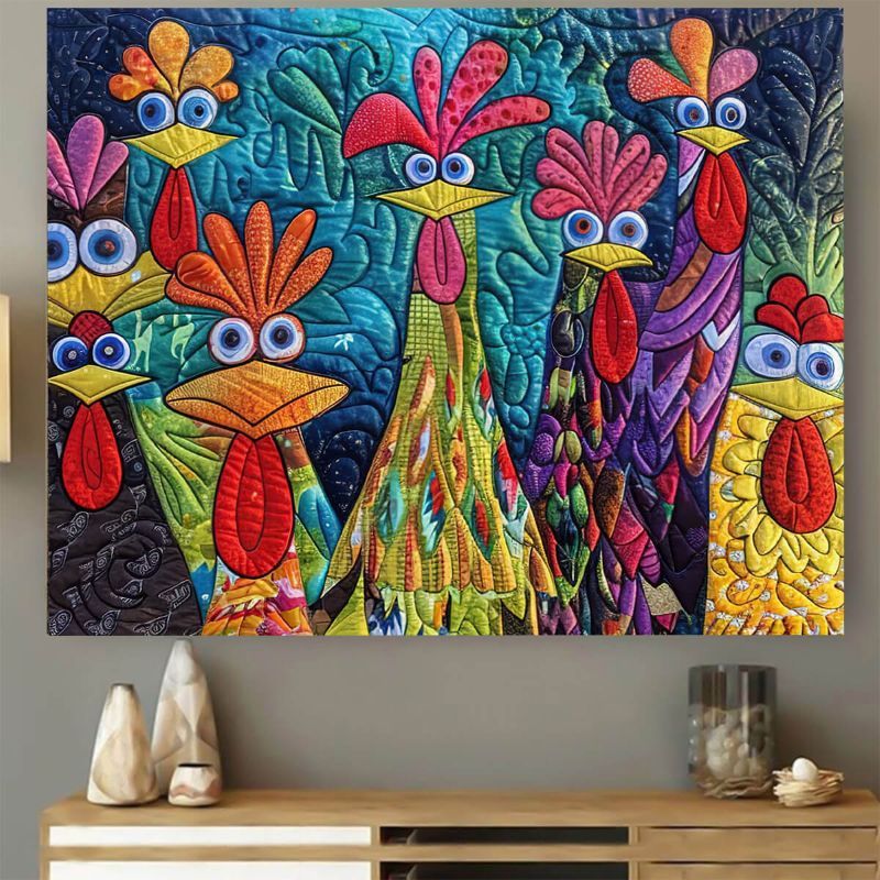 Whimsical Chickens - D385 - Gallery Wrapped Canvas Prints