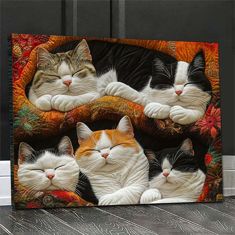 Cute Lazy Cats - D387 - Gallery Wrapped Canvas Prints