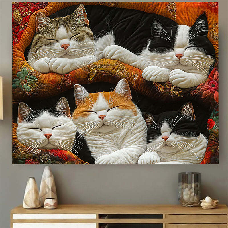 Cute Lazy Cats - D387 - Gallery Wrapped Canvas Prints