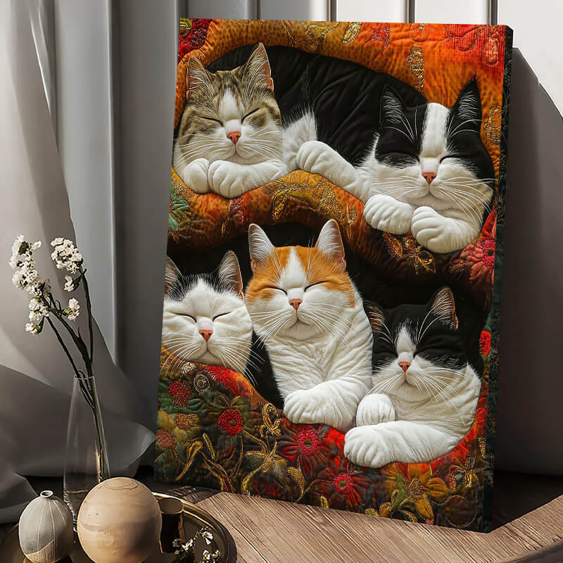 Cute Lazy Cats - D387 - Gallery Wrapped Canvas Prints