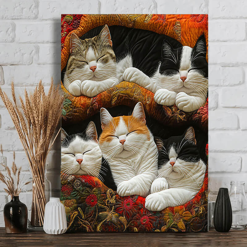 Cute Lazy Cats - D387 - Gallery Wrapped Canvas Prints