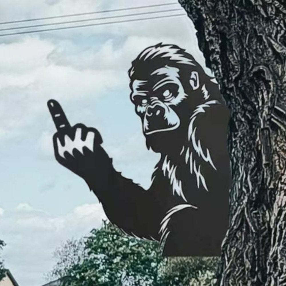 Peeping Middle Finger Animal Metal Sign - Yard Art Decor