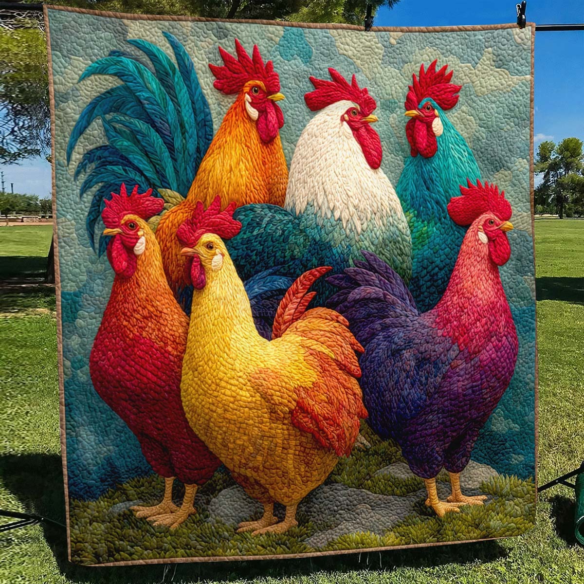 Colorful Rooster Blanket - J068 - Premium Blanket