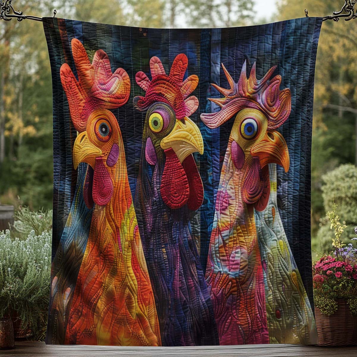Whimsical Chickens Blanket - J070 - Premium Blanket