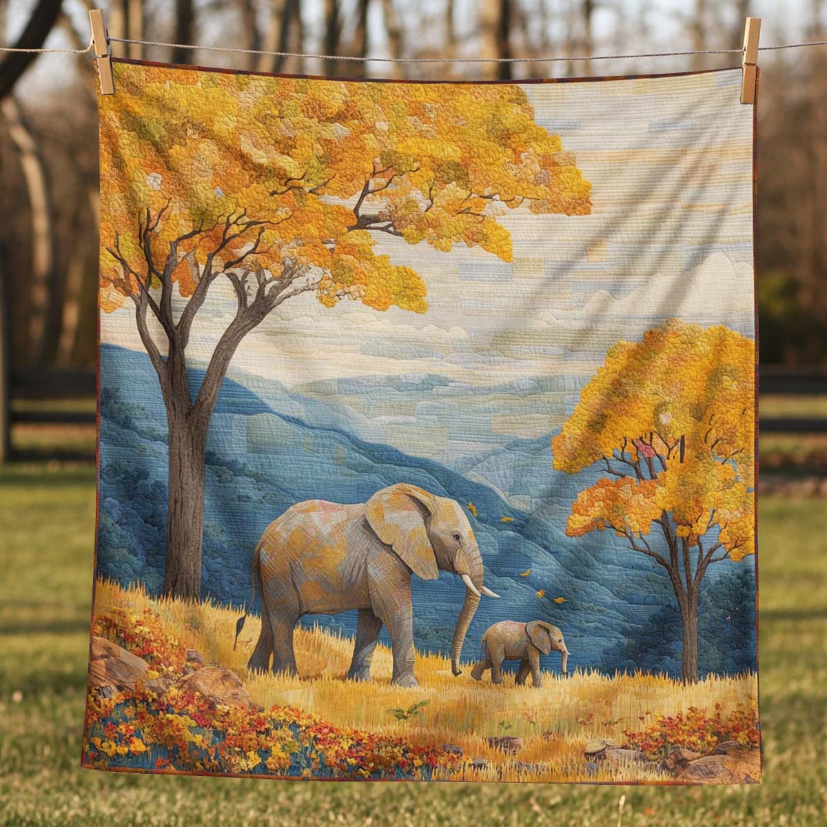 Savanna Elephant Blanket - J074 - Premium Blanket