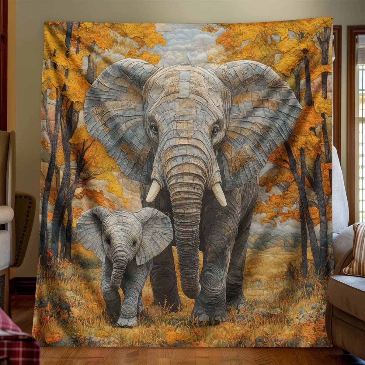 Forest Elephant Blanket - J075 - Premium Blanket
