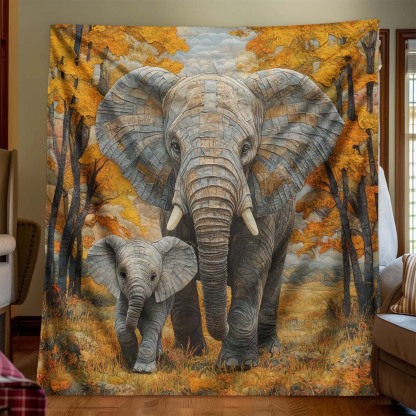 Forest Elephant Blanket - J075 - Premium Blanket