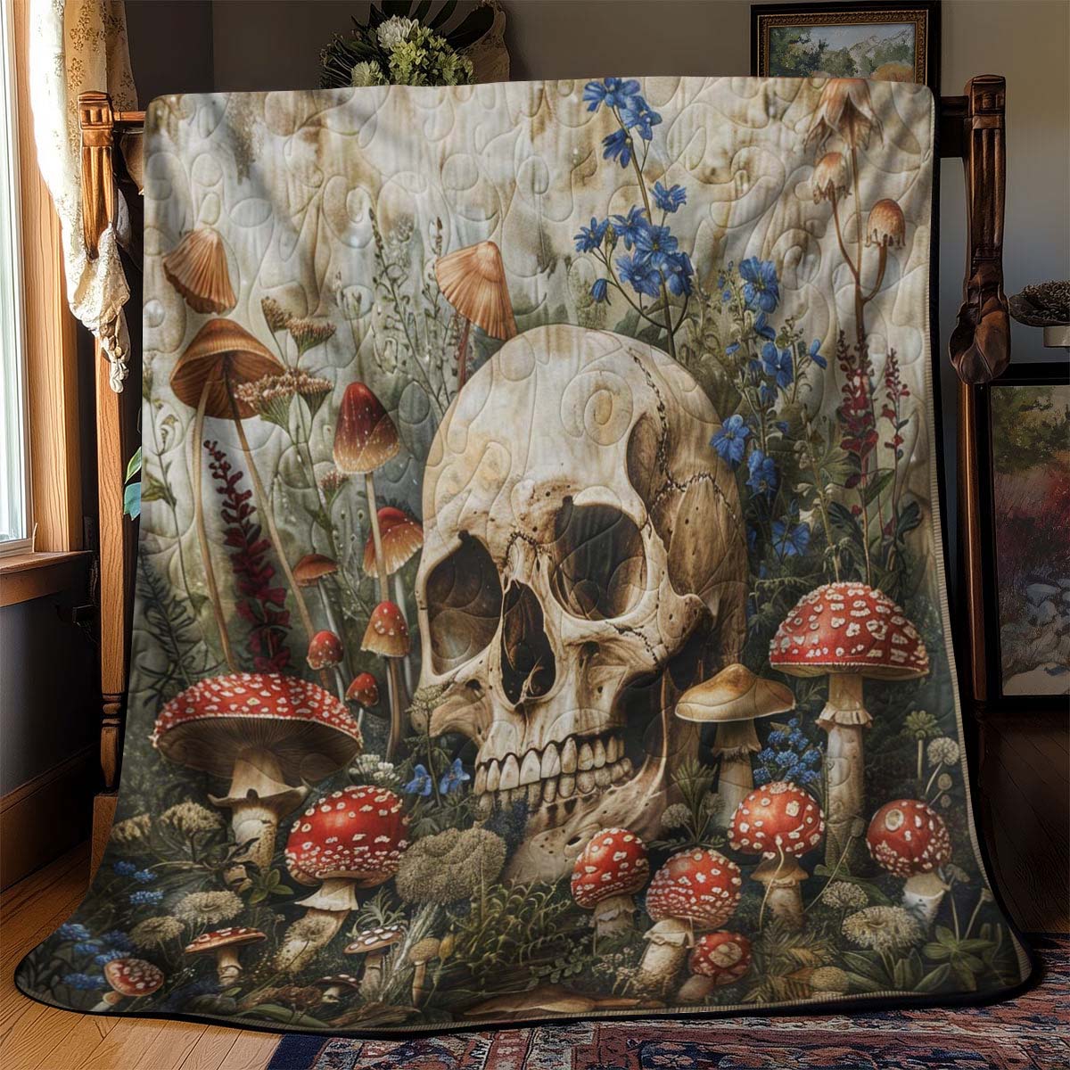 Aboriginal skull blanket - J077 - Premium Blanket