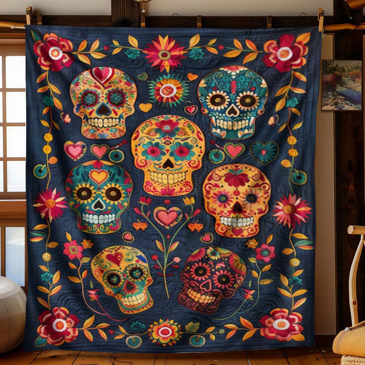 Candy Skull Blanket - J078 - Premium Blanket