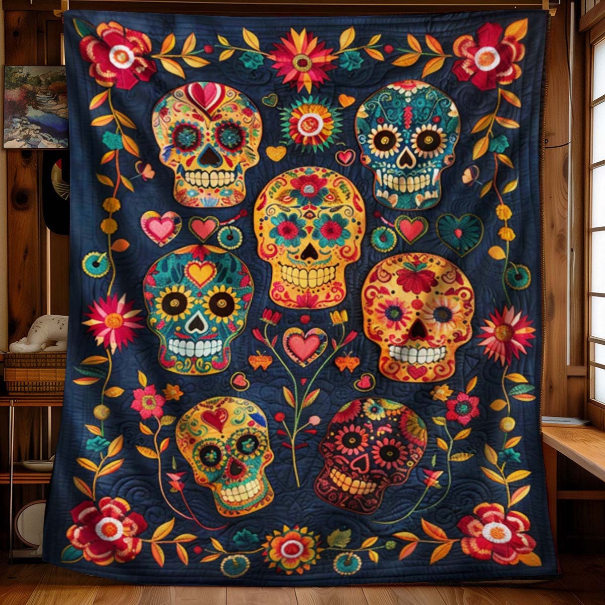 Candy Skull Blanket - J078 - Premium Blanket