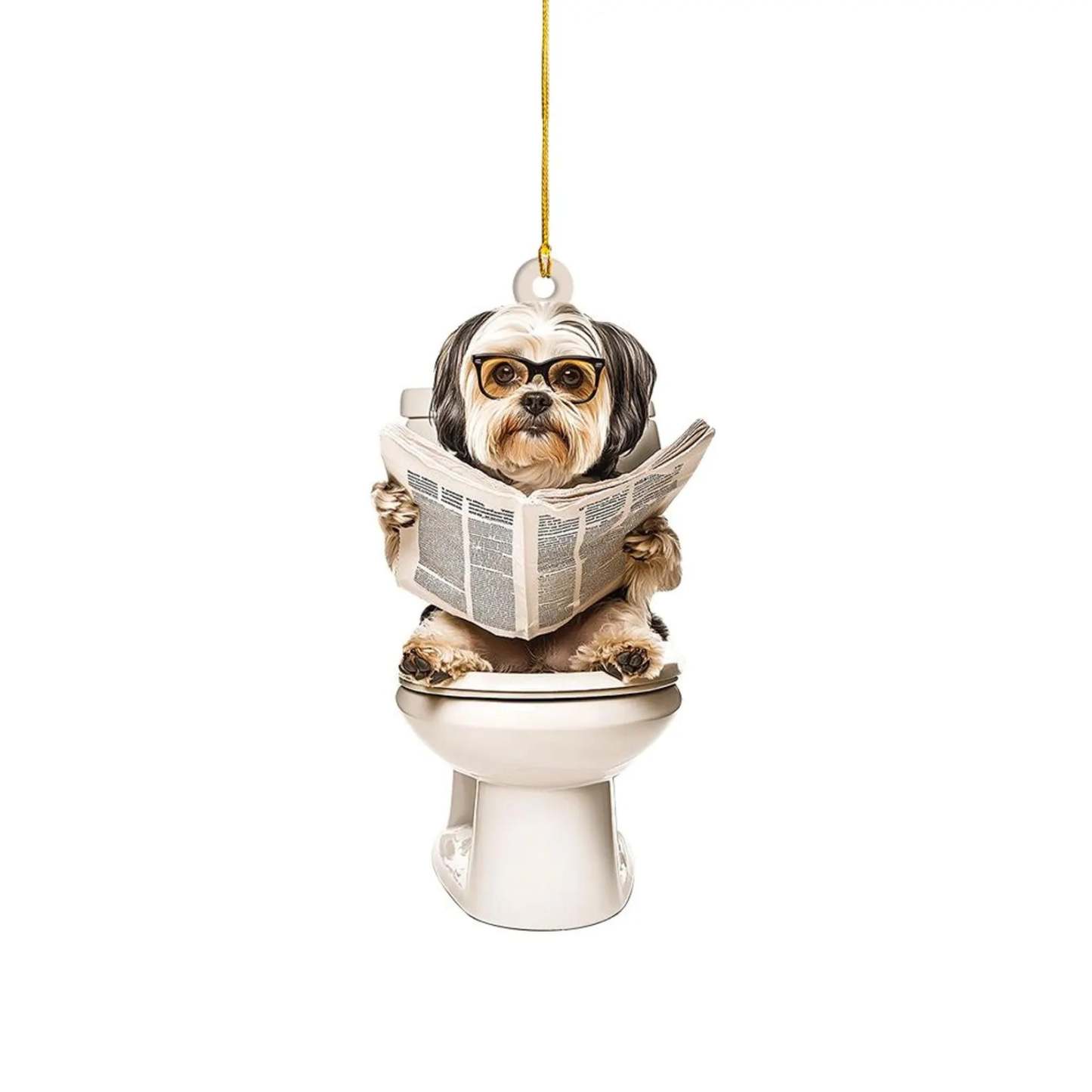 Havanese - Dog Sitting On Toilet Ornament OT005