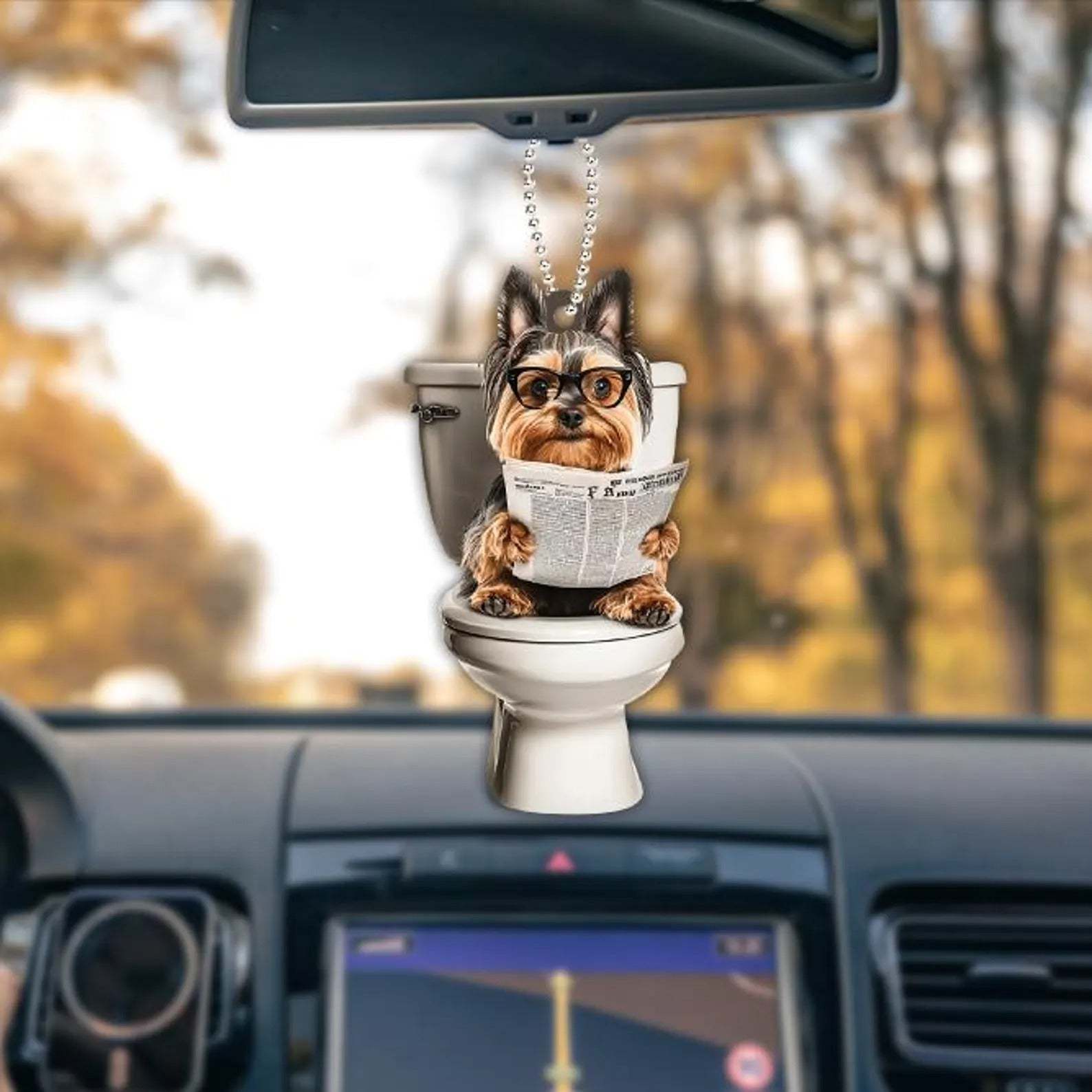 Yorkshire Terrier - Dog Sitting On Toilet Ornament OT007