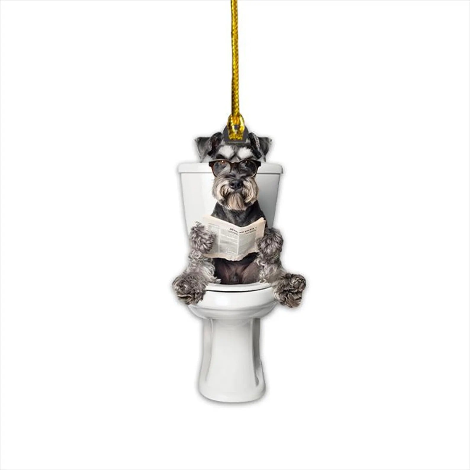 Miniature Schnauzer - Dog Sitting On Toilet Ornament OT008
