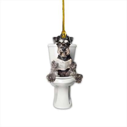 Miniature Schnauzer - Dog Sitting On Toilet Ornament OT008