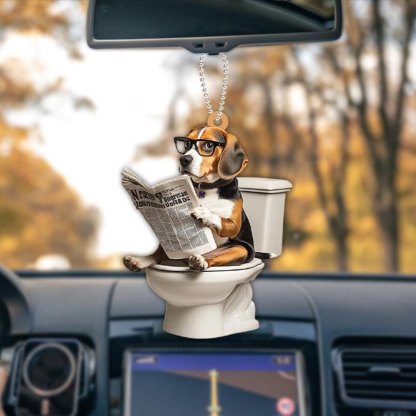 Beagle - Dog Sitting On Toilet Ornament OT014