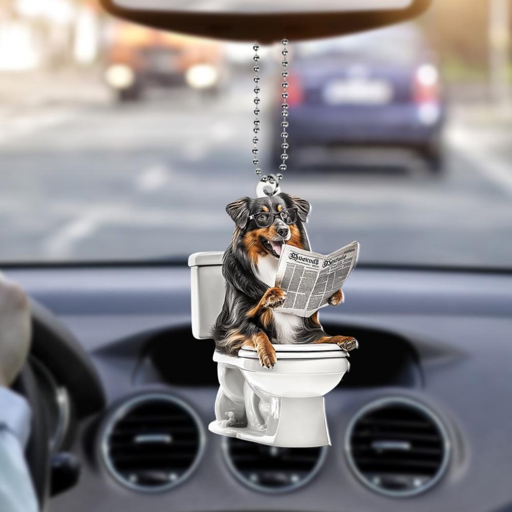 Shetland Sheepdog - Dog Sitting On Toilet Ornament OT016