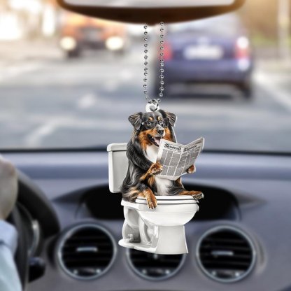 Shetland Sheepdog - Dog Sitting On Toilet Ornament OT016