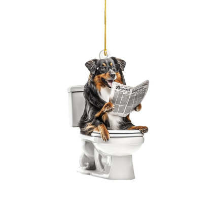 Shetland Sheepdog - Dog Sitting On Toilet Ornament OT016