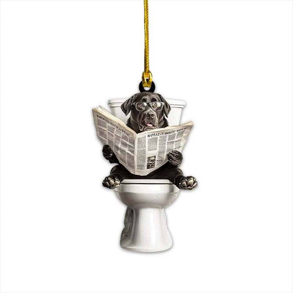 Labrador Retriever - Dog Sitting On Toilet Ornament OT019