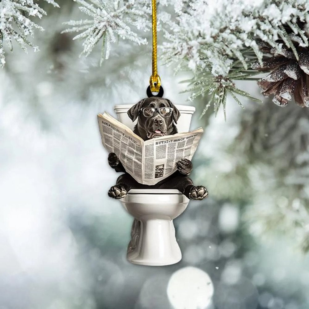 Labrador Retriever - Dog Sitting On Toilet Ornament OT019