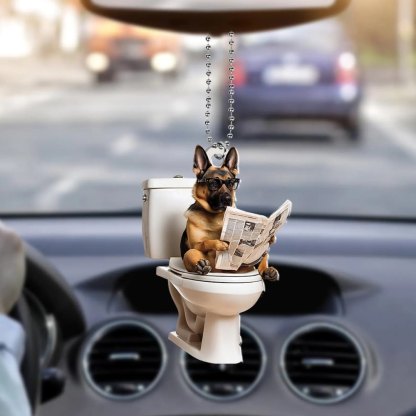 Belgian Malinois - Dog Sitting On Toilet Ornament OT021