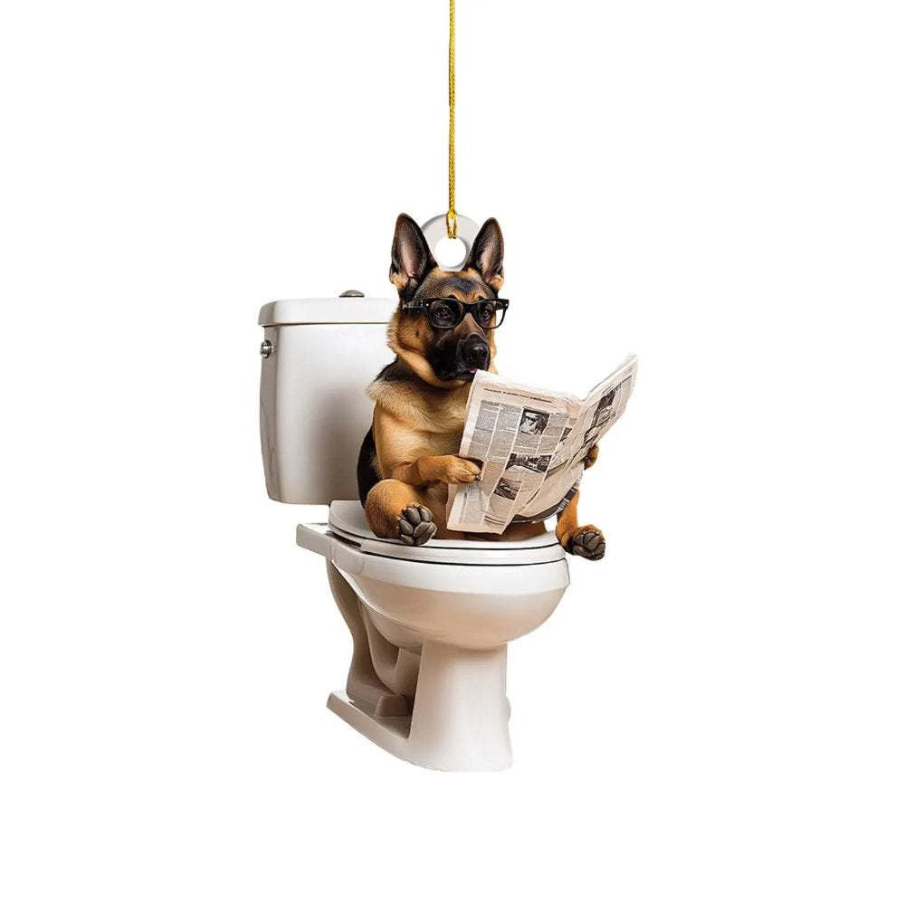Belgian Malinois - Dog Sitting On Toilet Ornament OT021