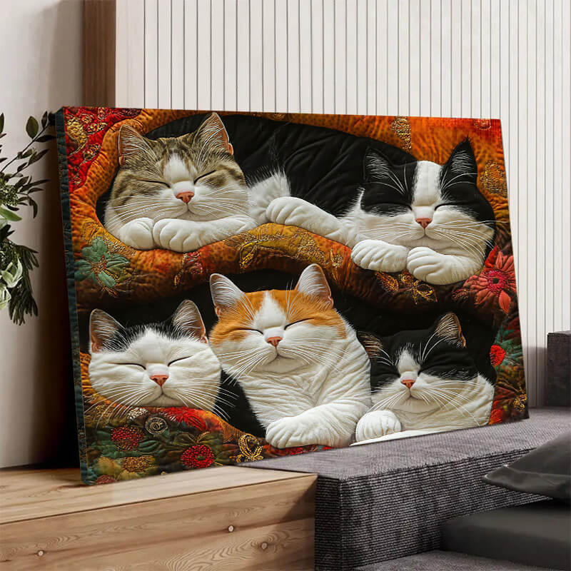 Cute Lazy Cats - D387 - Gallery Wrapped Canvas Prints
