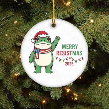 Merry Resistmas Portland Frog Printed Acrylic Decorative Ornament