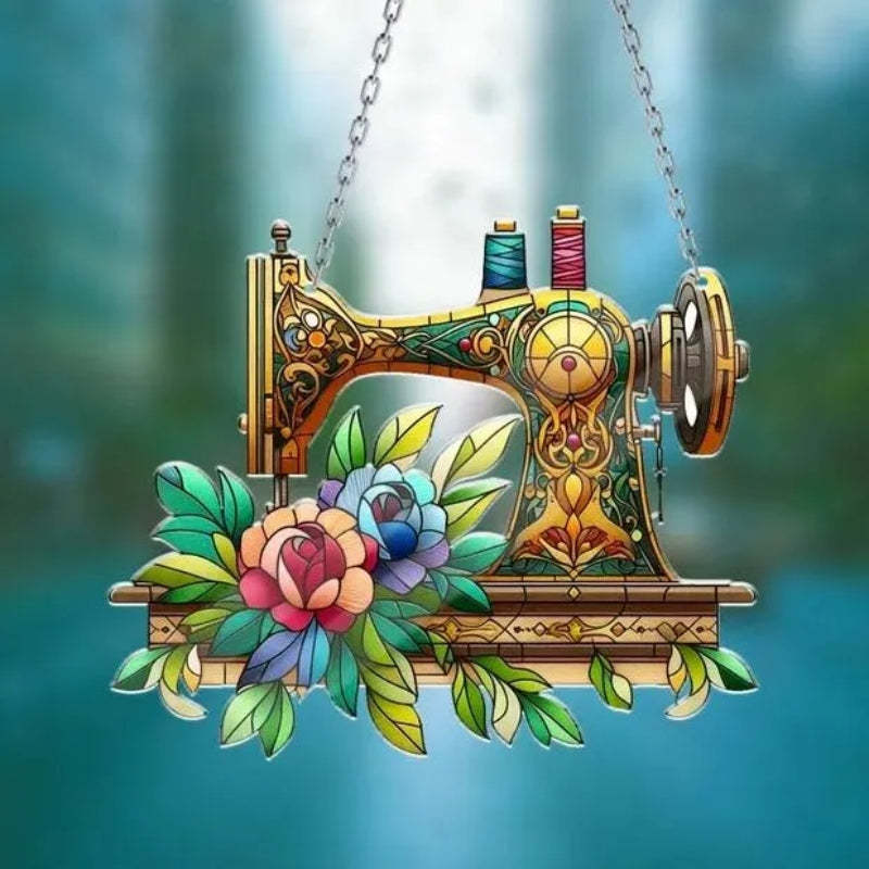 Cute Sewing Machine Suncatcher Ornament