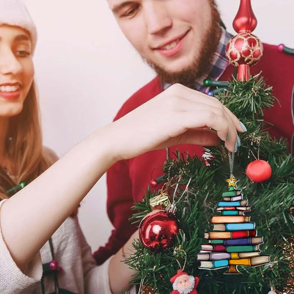 Christmas Book Tree Suncatcher Ornament