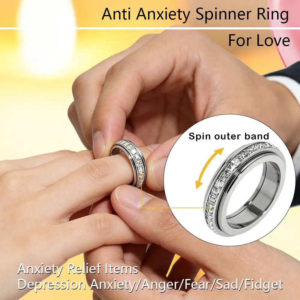 Spinner Fidget Band Rings for Stress Relief and Wedding Promise