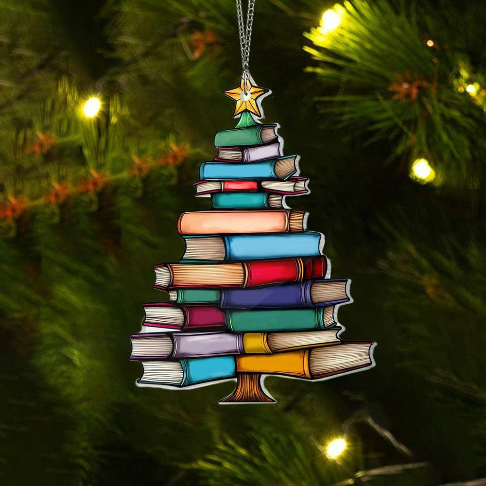 Christmas Book Tree Suncatcher Ornament