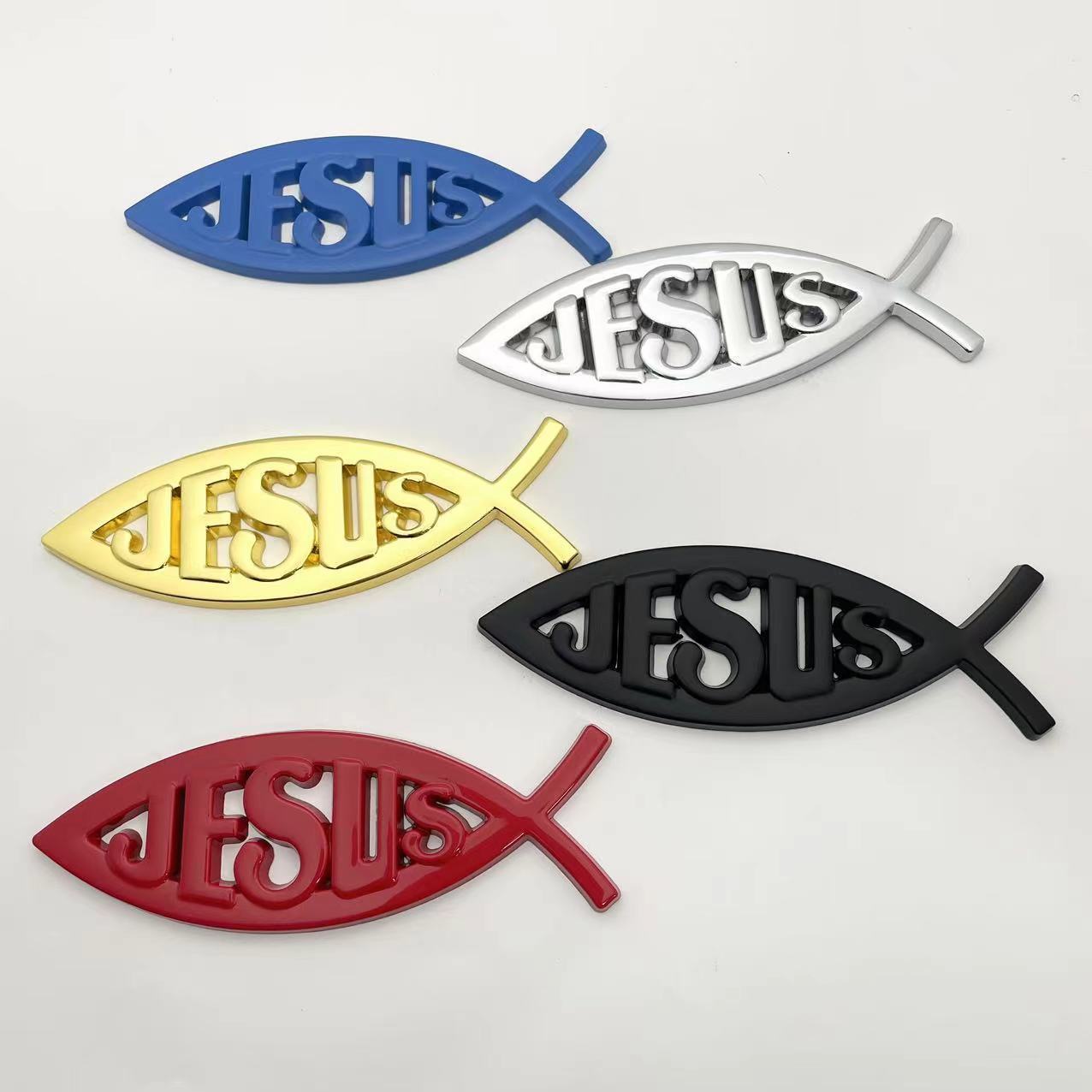 Jesus Metal Fish - Emblem Sticker Badge, Funny Decals for Car, Truck,