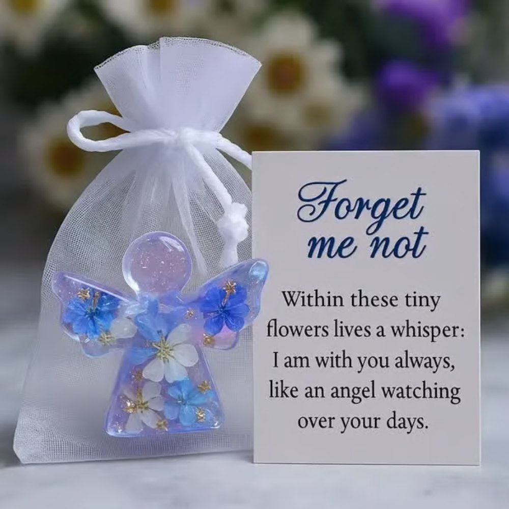 Forget Me Not Dried Flower Angel Keepsake - Timeless Gift for Remembrance, Comfort & Hope