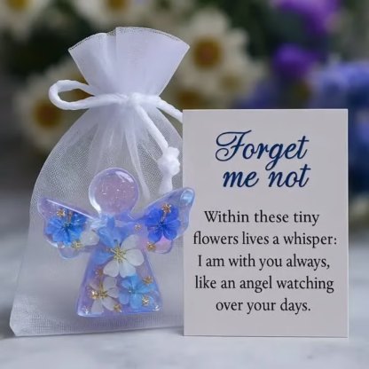 Forget Me Not Dried Flower Angel Keepsake - Timeless Gift for Remembrance, Comfort & Hope