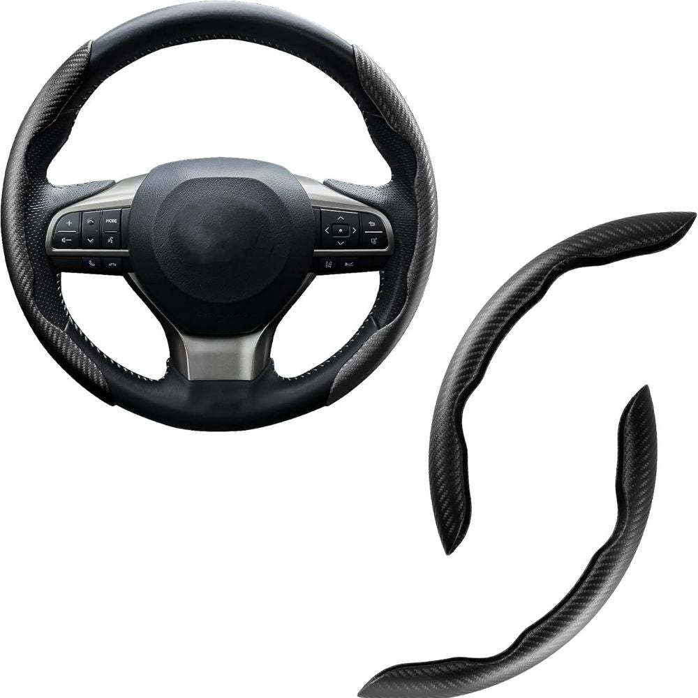 Carbon Fiber Silicone Anti-Slip Car Steering Wheel Cover Universal Fit