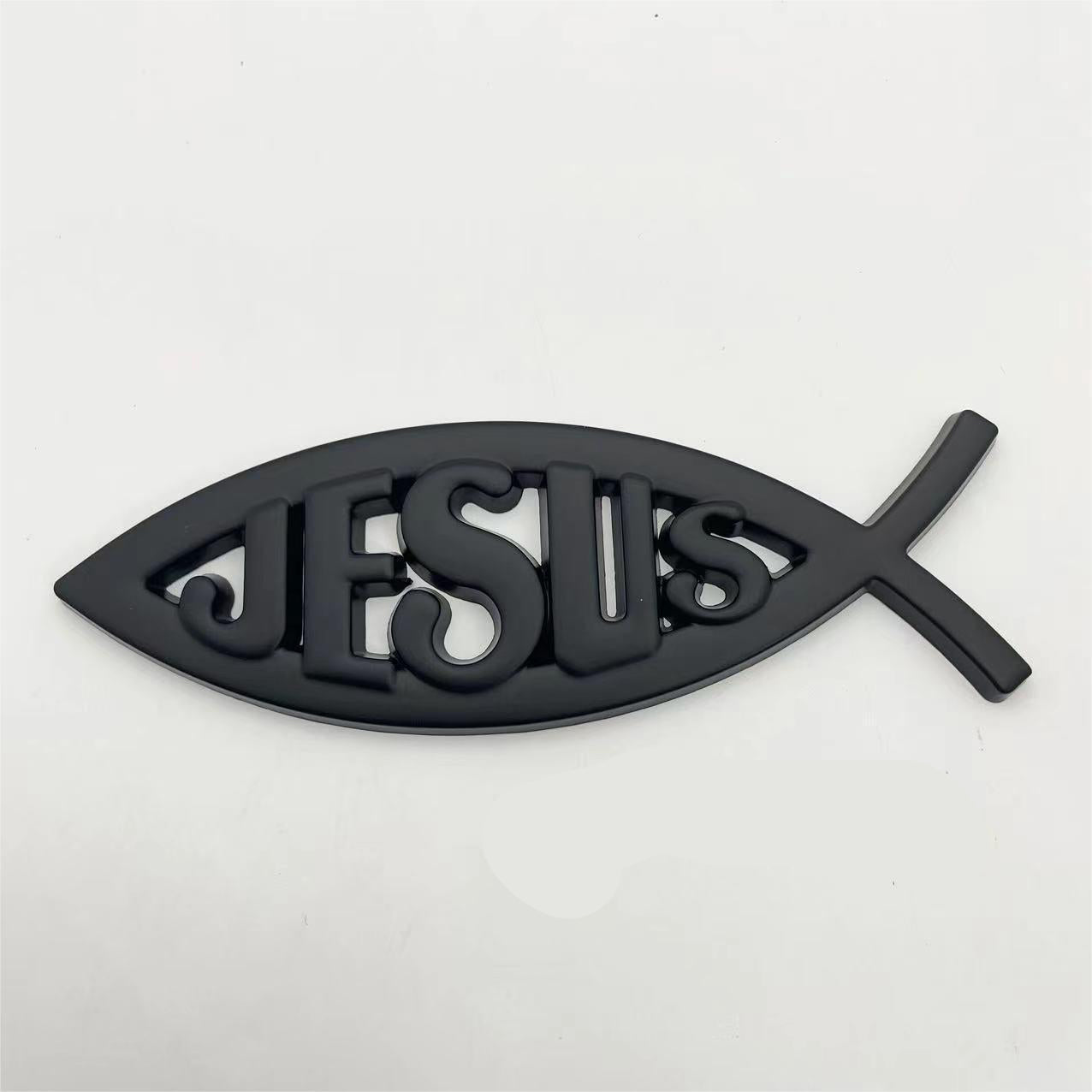Jesus Metal Fish - 2 Pcs Emblem Sticker Badge - TE004