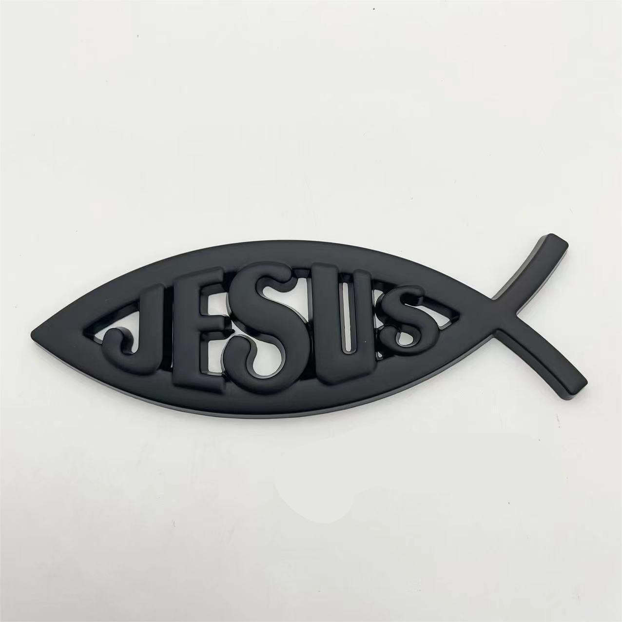 Jesus Metal Fish - 2 Pcs Emblem Sticker Badge - TE004