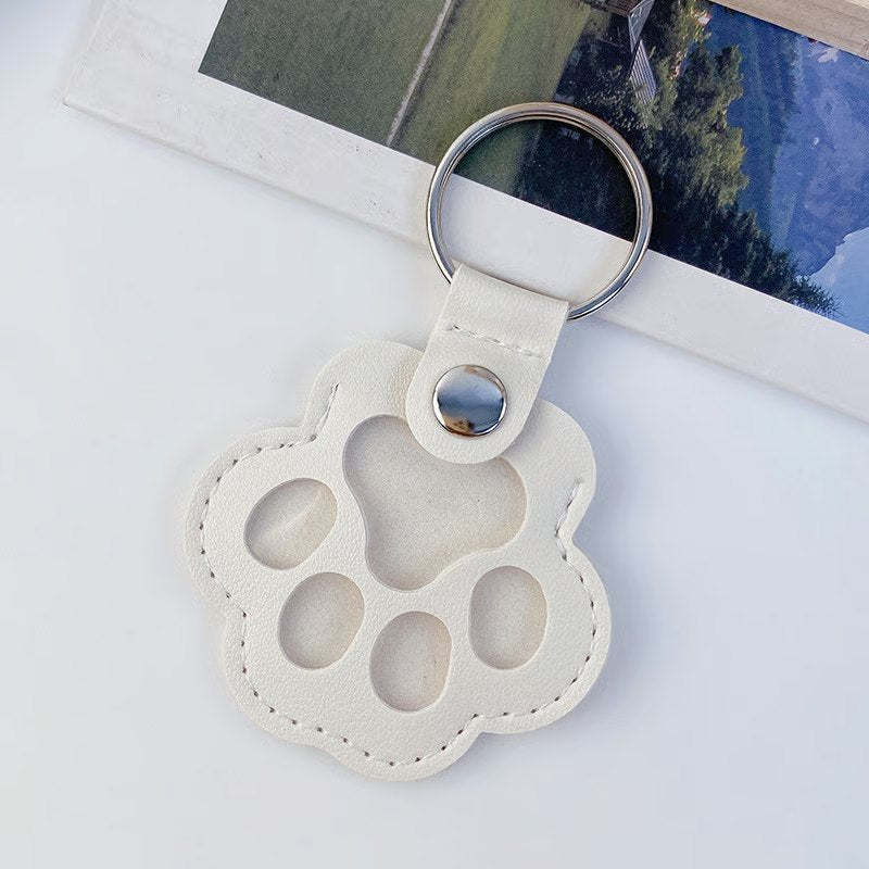 Pet Paw Shaped Leather Keychain