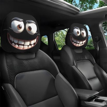 Funny Cartoon Car Headrest Covers – 2PCS Universal Fit