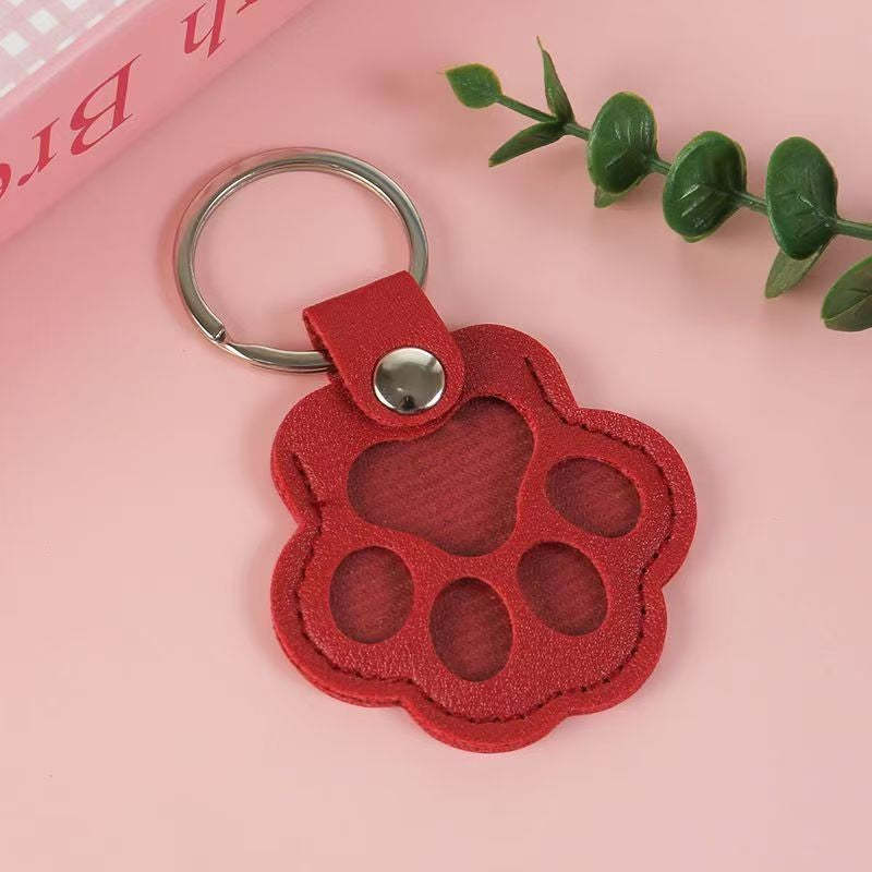 Pet Paw Shaped Leather Keychain