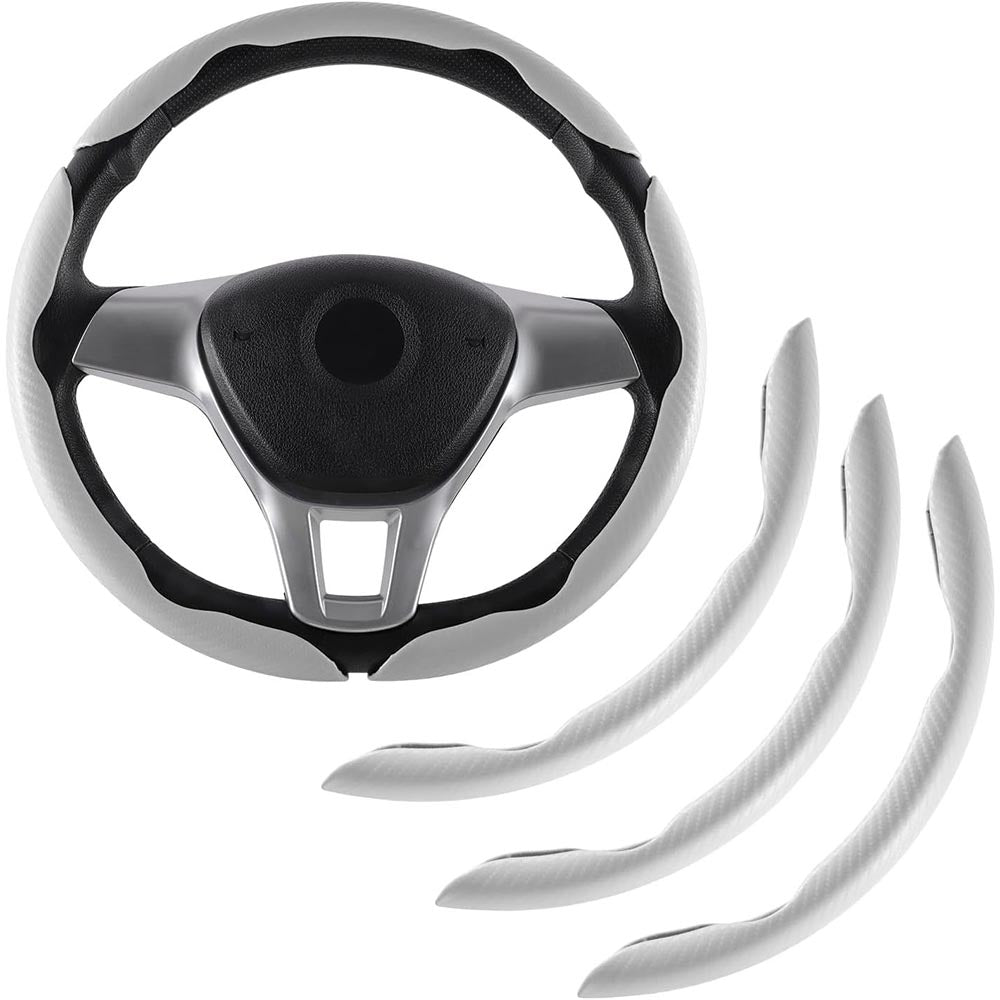 Carbon Fiber Silicone Anti-Slip Car Steering Wheel Cover Universal Fit