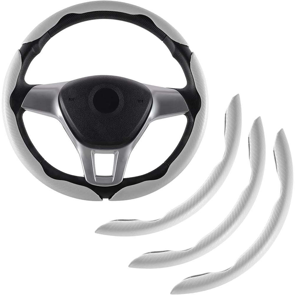 Carbon Fiber Silicone Anti-Slip Car Steering Wheel Cover Universal Fit