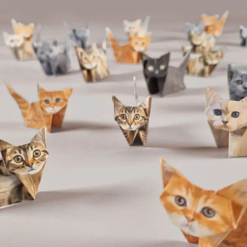 Easy DIY Paper Cats Kit - Guided Lines & Instructions Included