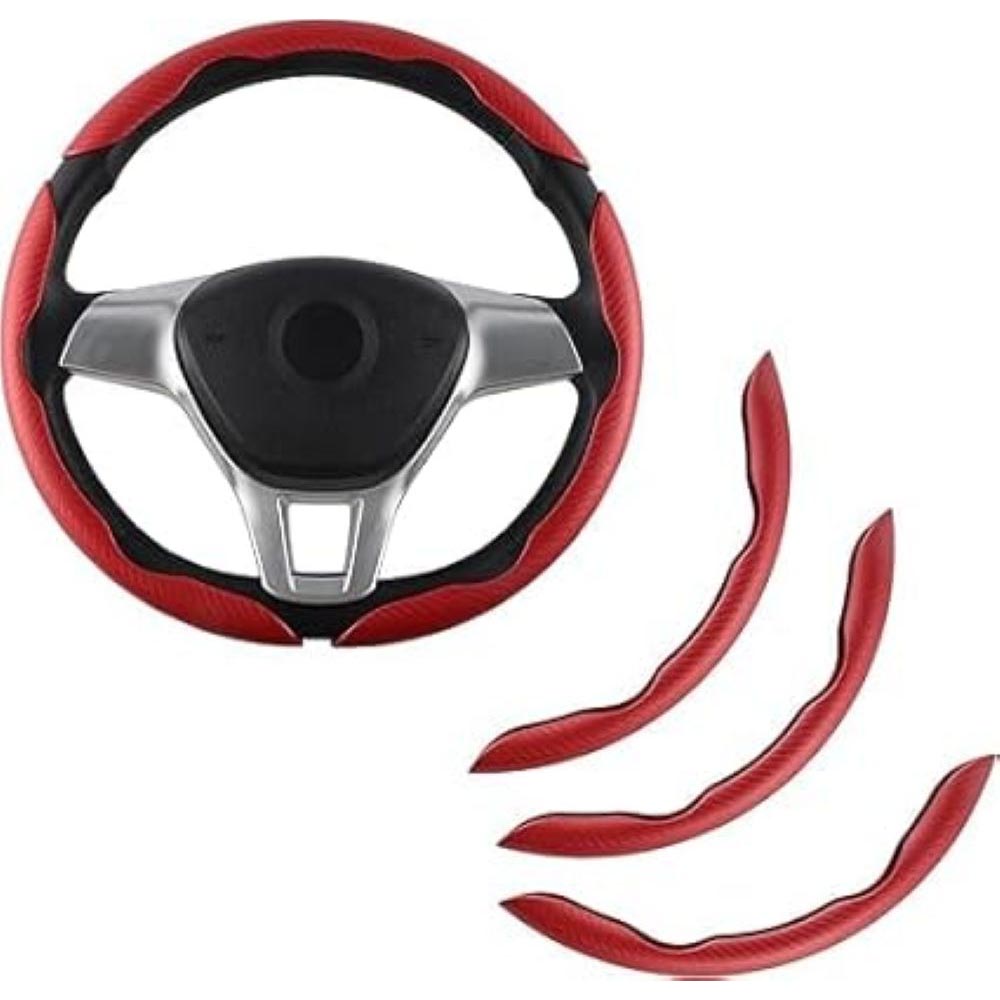 Carbon Fiber Silicone Anti-Slip Car Steering Wheel Cover Universal Fit
