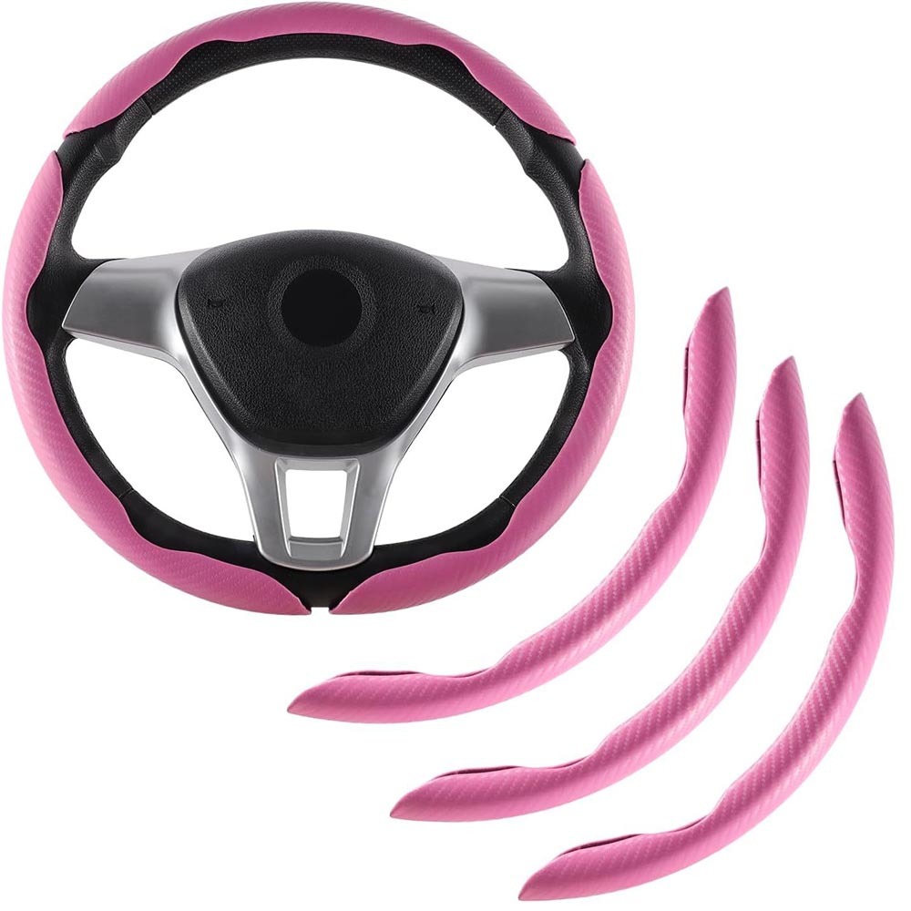 Carbon Fiber Silicone Anti-Slip Car Steering Wheel Cover Universal Fit