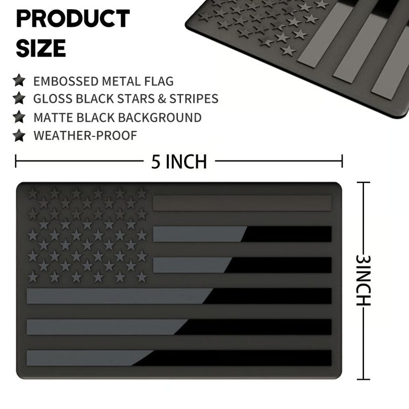 3D All-Black American Flag Emblem Decal