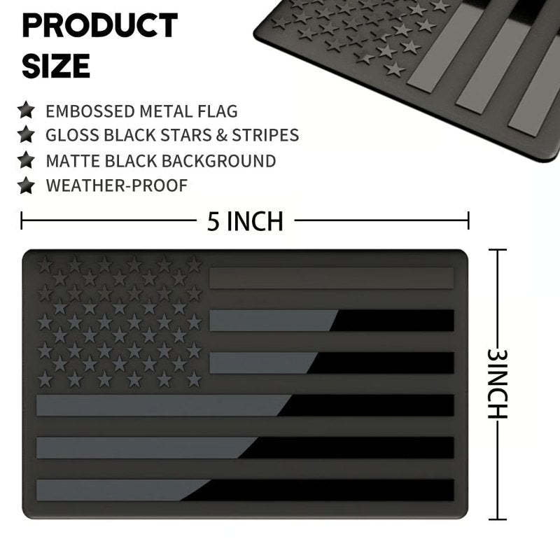 3D All-Black American Flag Emblem Decal
