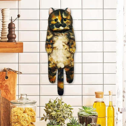 Adorable Cat Hand Towel With Hanging Loop - Tortoiseshell Cat